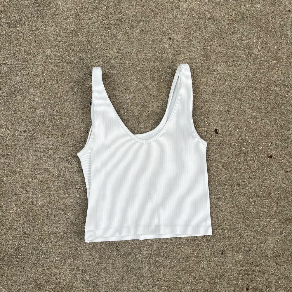 Aeropostale White Fitted Crop Tank Top